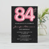 Black Pink 84e verjaardag uitnodigingen Balloon Gl (Staand voorkant)