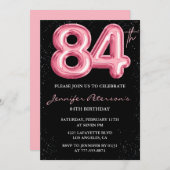 Black Pink 84e verjaardag uitnodigingen Balloon Gl (Voorkant / Achterkant)