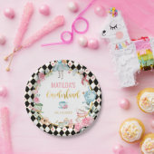 Black Pink Alice in Wonderland 1e verjaardagsfeest Papieren Bordje (Feest)