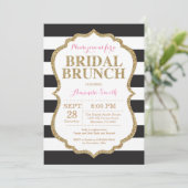 Black Pink and Gold Bridal Brunch Invitation Kaart (Staand voorkant)