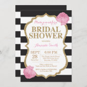 Black Pink and Gold Bridal Shower Invitation Kaart (Voorkant / Achterkant)