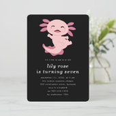 Black Pink Axolotl Birthday Party Kaart (Staand voorkant)