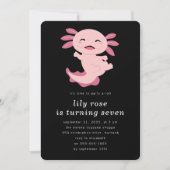 Black Pink Axolotl Birthday Party Kaart (Voorkant)