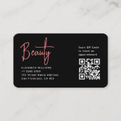 Black Pink Beauty Professional QR Code Loyalty Visitekaartje (Voorkant)