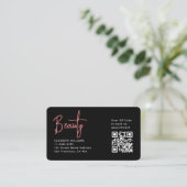 Black Pink Beauty Professional QR Code Loyalty Visitekaartje (Staand voorkant)