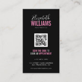 Black Pink Beauty Salon QR Code Loyalty & Black Pi Visitekaartje (Voorkant)