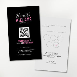 Black Pink Beauty Salon QR Code Loyalty & Black Pi Visitekaartje
