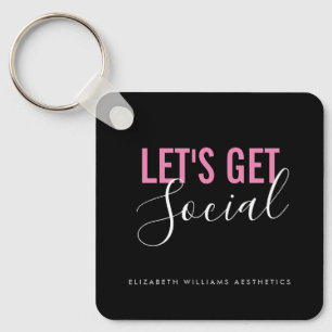 Black Pink Beauty Salon Social Media QR-code Sleutelhanger