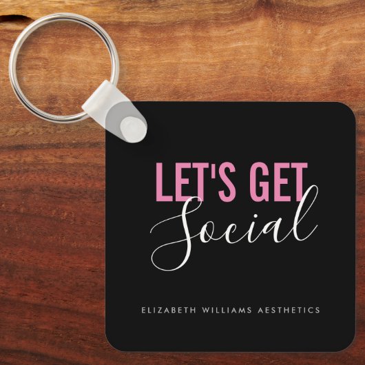 Black Pink Beauty Salon Social Media QR-code Sleutelhanger (Voorkant)