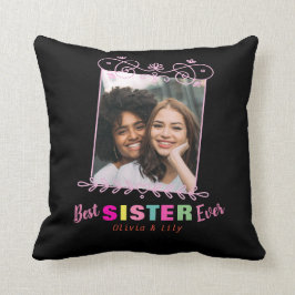 Black Pink Best Sister Ever BFF Photo Collage Kussen