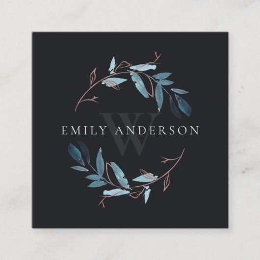 BLACK PINK BLUE FAUNA INITIAAL WREATS PROFESSIONAL VIERKANTE VISITEKAARTJE (Voorkant)