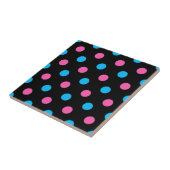 Black Pink Blue Polka Dot Pattern Tegeltje (Zijkant)