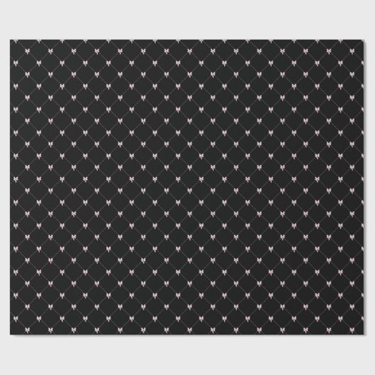 Black & Pink Bow Gift Wrapping Paper Cadeaupapier (Vlak)