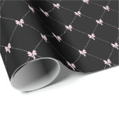 Black & Pink Bow Gift Wrapping Paper Cadeaupapier (Rol Hoek)