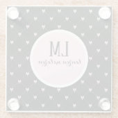 Black & Pink Bow Monogram Glazen Onderzetter (Achterkant)