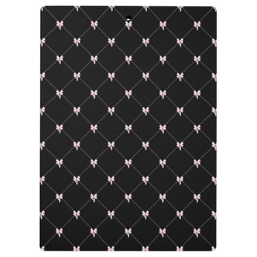 Black & Pink Bow Monogram Klembord (Achterkant)