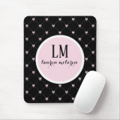 Black & Pink Bow Monogram Muismat (Met muis)