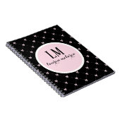 Black & Pink Bow Monogram Notitieboek (Rechterzijde)