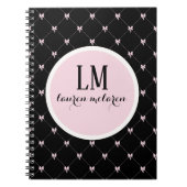 Black & Pink Bow Monogram Notitieboek (Voorkant)