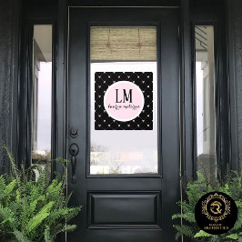 Black & Pink Bow Monogram Raamsticker