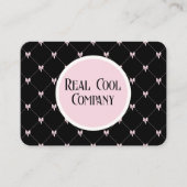 Black & Pink Bow Monogram Visitekaartje (Voorkant)