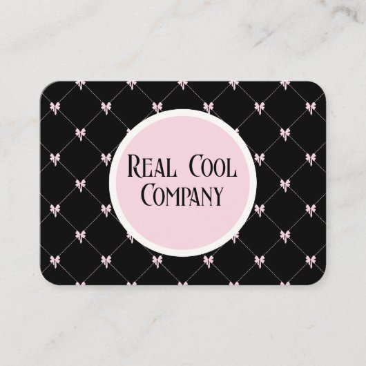 Black & Pink Bow Monogram Visitekaartje (Voorkant)