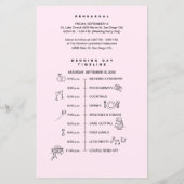 Black Pink bridal party Wedding Timeline list (Achterkant)