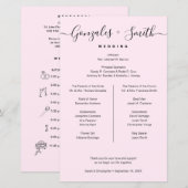 Black Pink bridal party Wedding Timeline list (Voorkant / Achterkant)