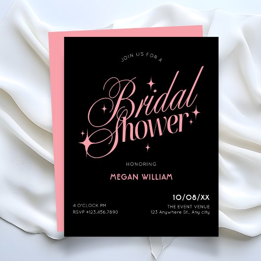 Black Pink bridal shower Kaart
