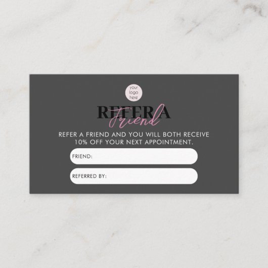 Black & Pink Business Verwijs een Vriend Verwijzin Visitekaartje (Voorkant)