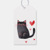 Black Pink Cat Hearts Verjaardag Cadeaulabel (Achterkant)