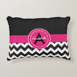 Black Pink Chevron Accent Kussen