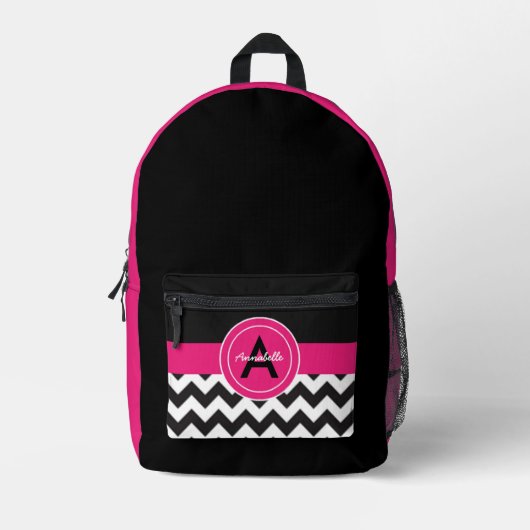 Black Pink Chevron Bedrukte Rugzak (Voorkant)