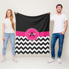 Black Pink Chevron Fleece Deken