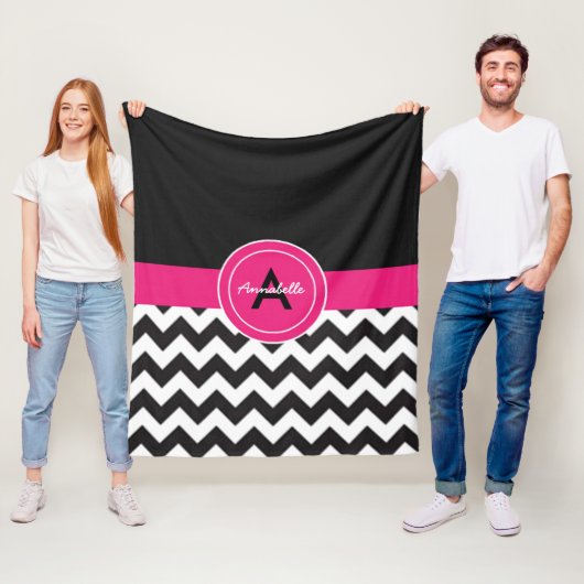 Black Pink Chevron Fleece Deken (In situ)