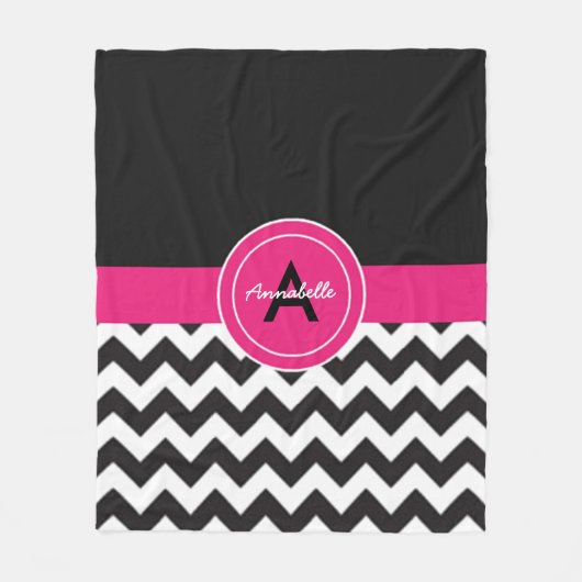 Black Pink Chevron Fleece Deken (Voorkant)