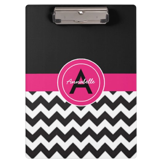 Black Pink Chevron Klembord (Voorkant)