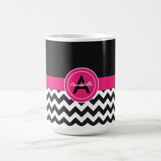 Black Pink Chevron Koffiemok (Center)