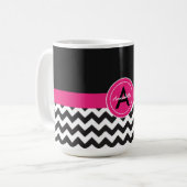 Black Pink Chevron Koffiemok (Voorkant links)