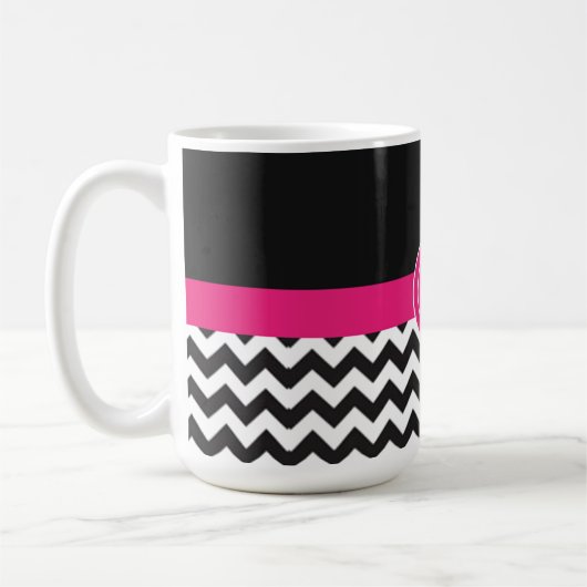 Black Pink Chevron Koffiemok (Links)