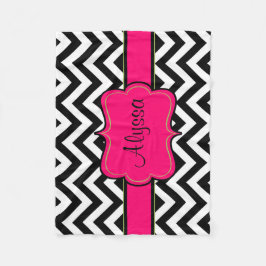 Black Pink Chevron Monogram Blanket Fleece Deken