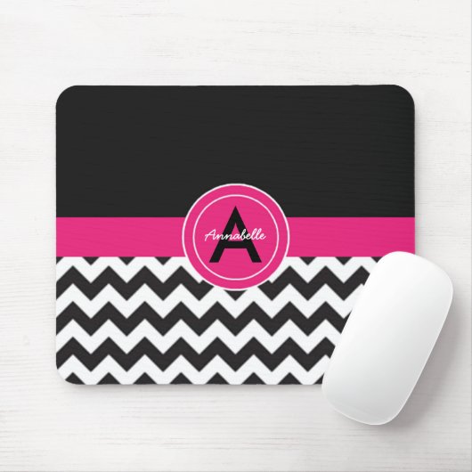 Black Pink Chevron Muismat (Met muis)