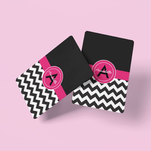 Black Pink Chevron Speelkaarten