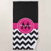 Black Pink Chevron Strandlaken (Voorkant)