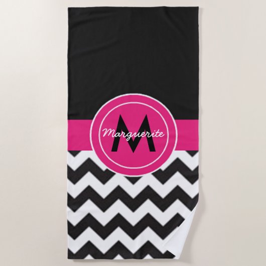 Black Pink Chevron Strandlaken (Voorkant)