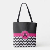 Black Pink Chevron Tote Bag (Achterkant)