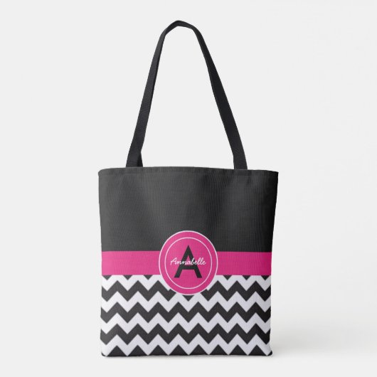 Black Pink Chevron Tote Bag (Achterkant)