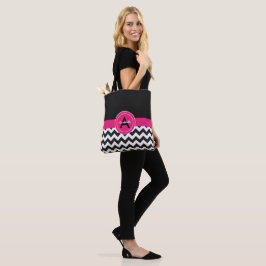 Black Pink Chevron Tote Bag