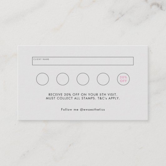 Black Pink Chic Beauty Aesthetics Loyalty & Visitekaartje (Achterkant)