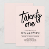 Black & Pink | Chic Twenty One 21e verpartij Kaart (Voorkant / Achterkant)